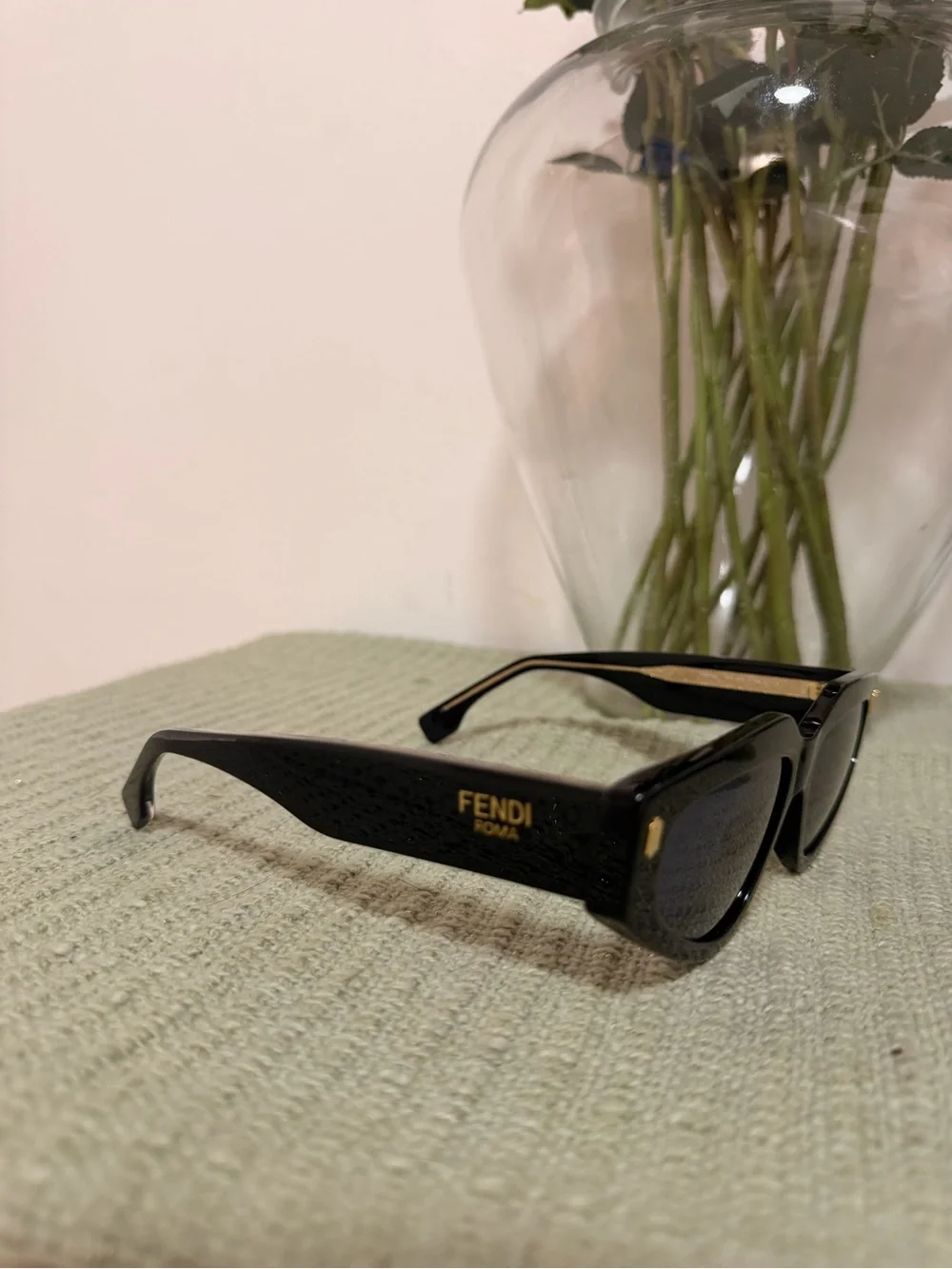 Fendi Black Cat-Eye Sunglasses with Dark Lenses
